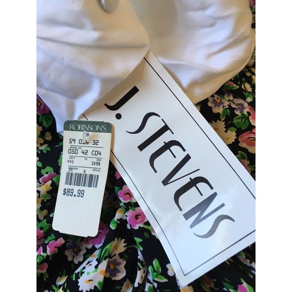 RJ Stevens Peplum Rayon Floral Belted Secretary Dress 10 Vintage 80's But NWT - Picture 8 of 8